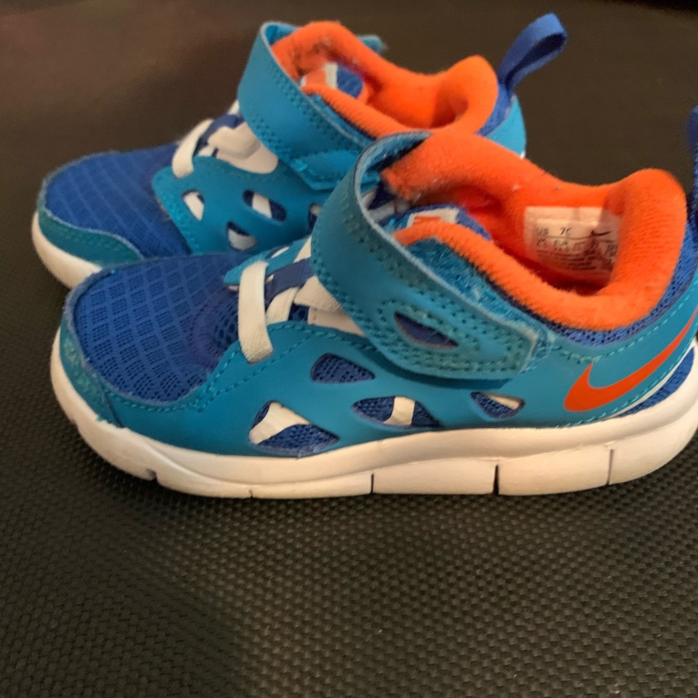 Nike Blue and Orange Velcro Sneakers